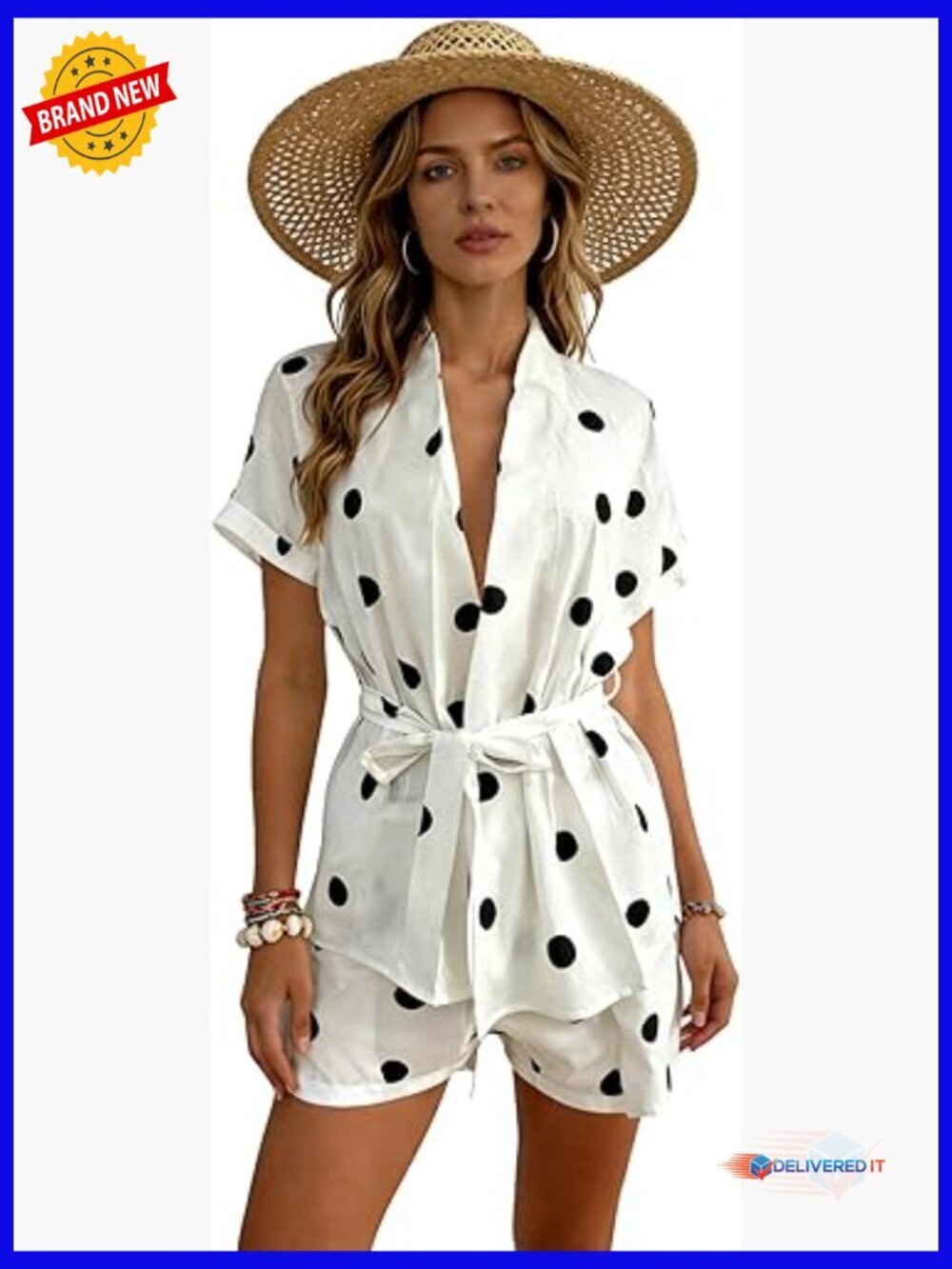 2 Piece Lounge Set - Kimono Top & Drawstring Shorts - Summer Outfit